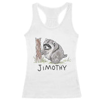 Jimothy Funny Viral Seattle Raccoon Crayon Drawing Graphic Racerback Tank Top Trash Panda Feral Legend Supporter