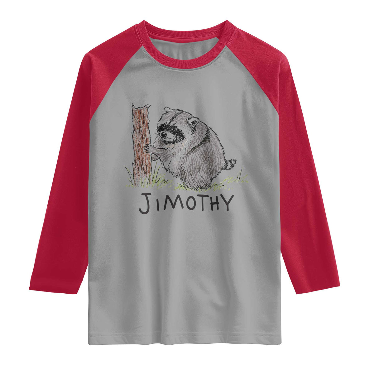 Jimothy Funny Viral Seattle Raccoon Crayon Drawing Graphic Raglan Shirt Trash Panda Feral Legend Supporter