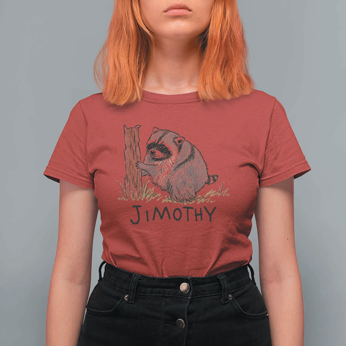 Jimothy Funny Viral Seattle Raccoon Crayon Drawing Graphic T Shirt For Women Trash Panda Feral Legend Supporter