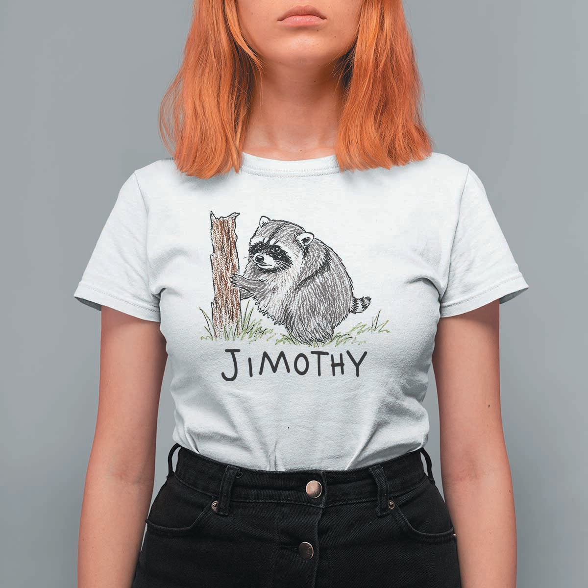Jimothy Funny Viral Seattle Raccoon Crayon Drawing Graphic T Shirt For Women Trash Panda Feral Legend Supporter