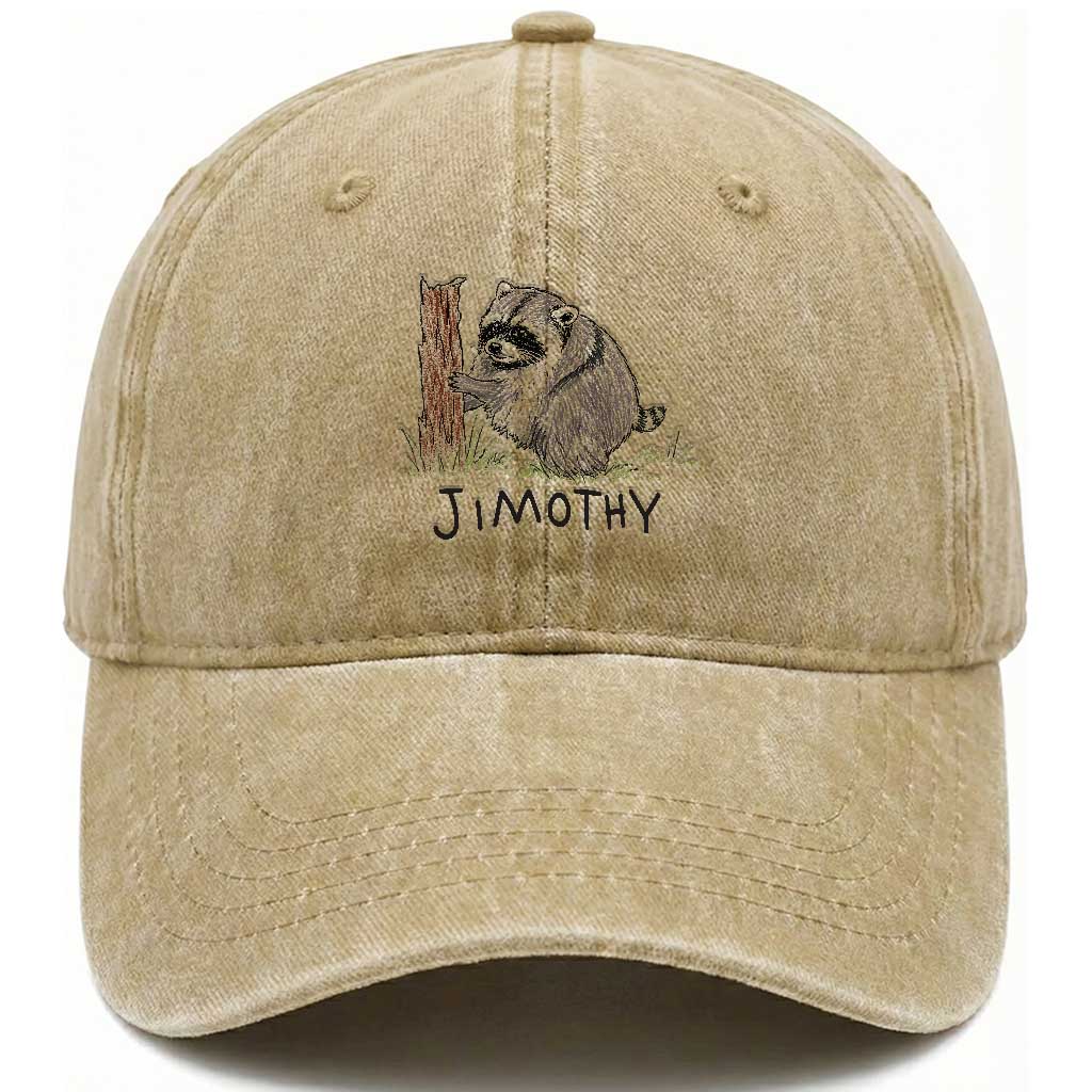 Jimothy Funny Viral Seattle Raccoon Crayon Drawing Graphic Washed Cotton Baseball Cap Trash Panda Feral Legend Supporter