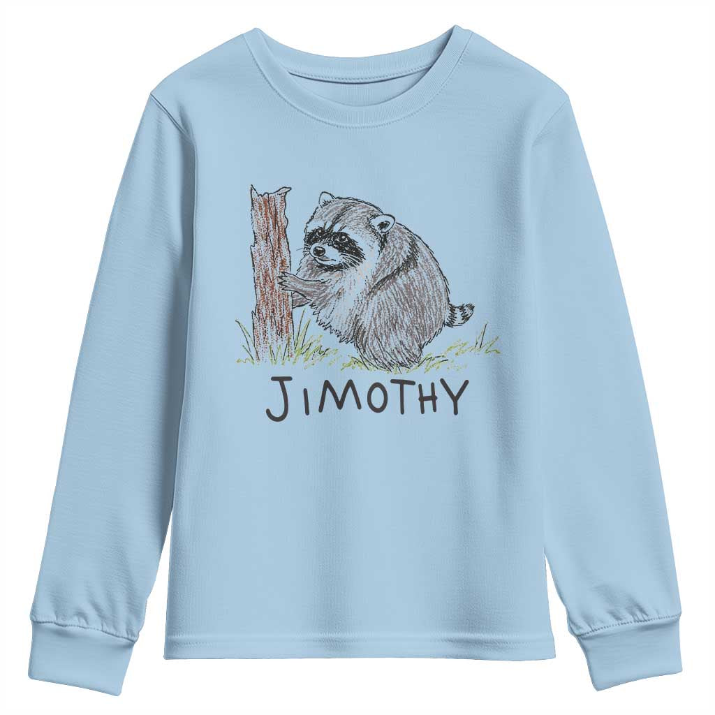 Jimothy Funny Viral Seattle Raccoon Crayon Drawing Graphic Youth Sweatshirt Trash Panda Feral Legend Supporter