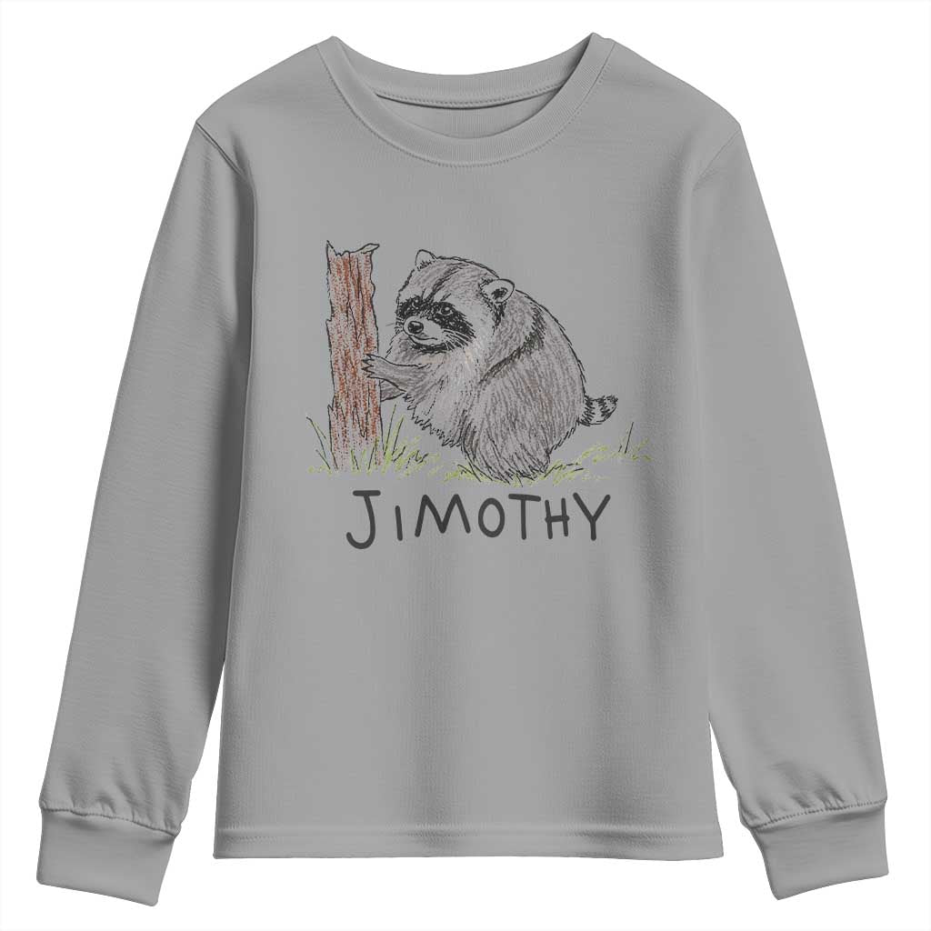 Jimothy Funny Viral Seattle Raccoon Crayon Drawing Graphic Youth Sweatshirt Trash Panda Feral Legend Supporter