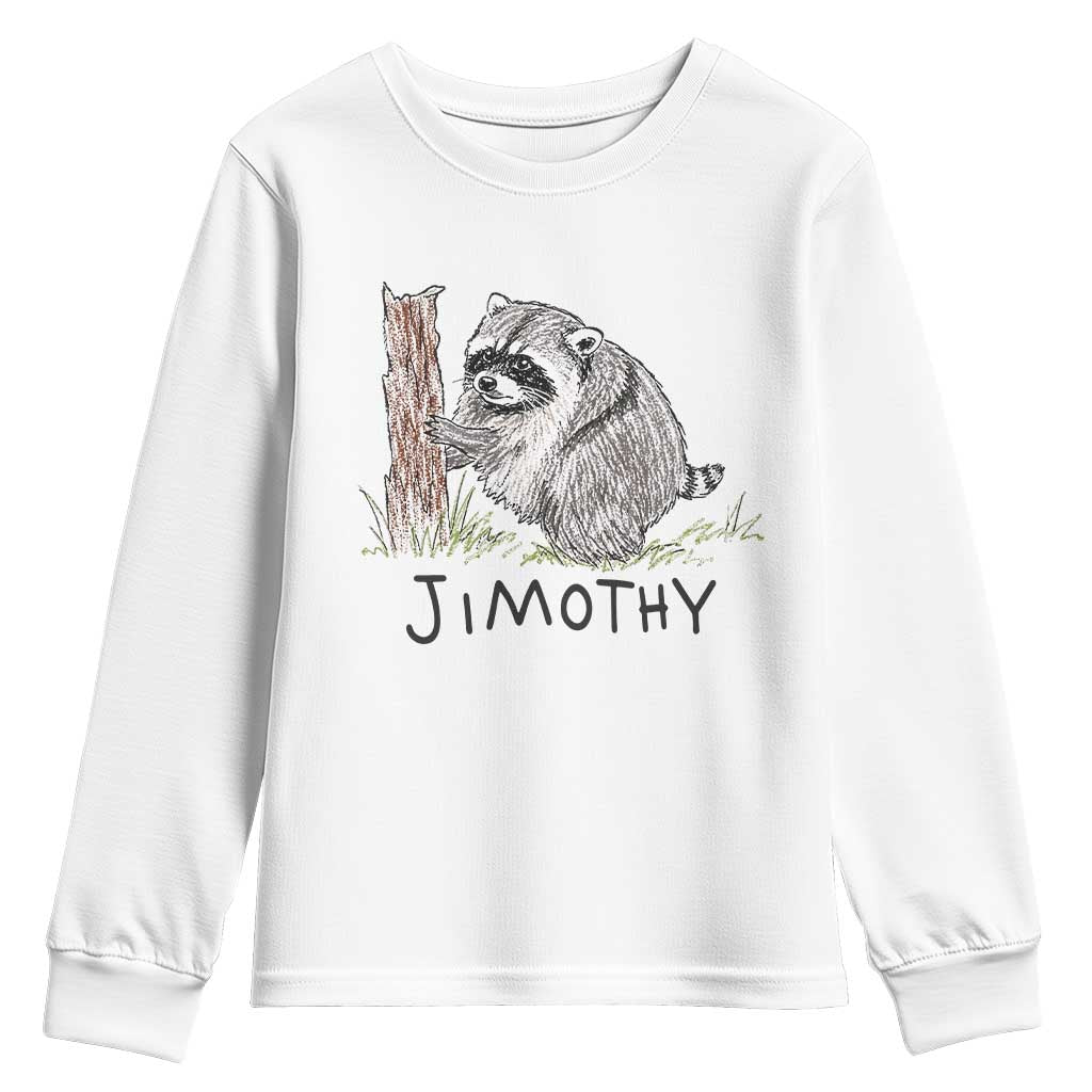 Jimothy Funny Viral Seattle Raccoon Crayon Drawing Graphic Youth Sweatshirt Trash Panda Feral Legend Supporter