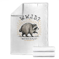 What Would Jimothy Do WWJD Funny Parody Throw Blanket Viral Seattle Raccoon Meme Feral Legend Humor