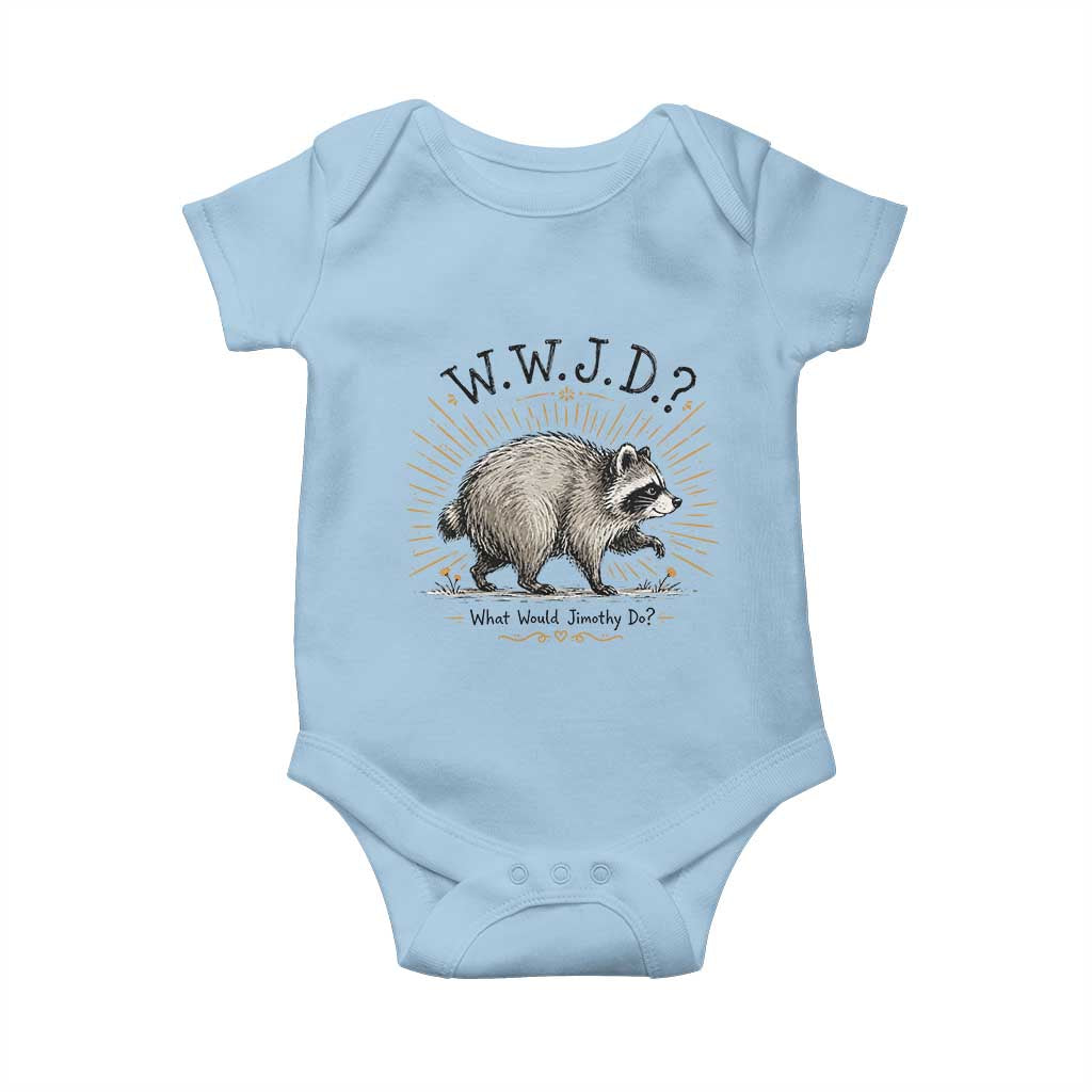 What Would Jimothy Do WWJD Funny Parody Baby Onesie Viral Seattle Raccoon Meme Feral Legend Humor