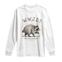 What Would Jimothy Do WWJD Funny Parody Long Sleeve Shirt Viral Seattle Raccoon Meme Feral Legend Humor