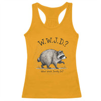 What Would Jimothy Do WWJD Funny Parody Racerback Tank Top Viral Seattle Raccoon Meme Feral Legend Humor