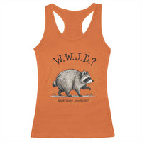 What Would Jimothy Do WWJD Funny Parody Racerback Tank Top Viral Seattle Raccoon Meme Feral Legend Humor