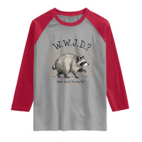 What Would Jimothy Do WWJD Funny Parody Raglan Shirt Viral Seattle Raccoon Meme Feral Legend Humor