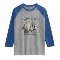 What Would Jimothy Do WWJD Funny Parody Raglan Shirt Viral Seattle Raccoon Meme Feral Legend Humor