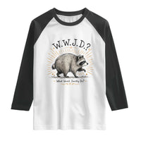 What Would Jimothy Do WWJD Funny Parody Raglan Shirt Viral Seattle Raccoon Meme Feral Legend Humor