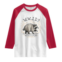 What Would Jimothy Do WWJD Funny Parody Raglan Shirt Viral Seattle Raccoon Meme Feral Legend Humor