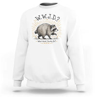 What Would Jimothy Do WWJD Funny Parody Sweatshirt Viral Seattle Raccoon Meme Feral Legend Humor