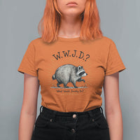 What Would Jimothy Do WWJD Funny Parody T Shirt For Women Viral Seattle Raccoon Meme Feral Legend Humor