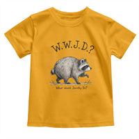 What Would Jimothy Do WWJD Funny Parody Toddler T Shirt Viral Seattle Raccoon Meme Feral Legend Humor