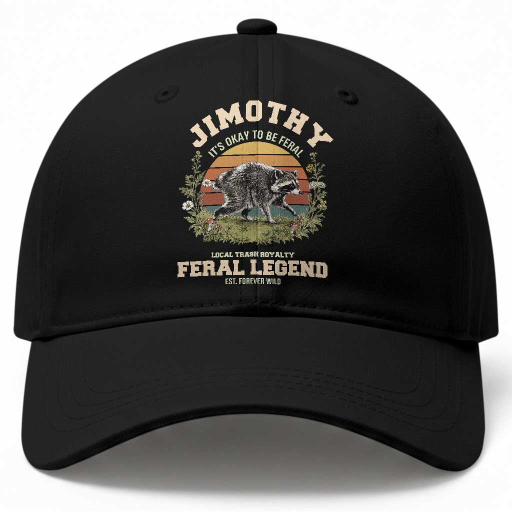 Jimothy Its Okay To Be Feral Seattle Raccoon Cottagecore Baseball Cap Local Trash Royalty Wildlife Legend Meme