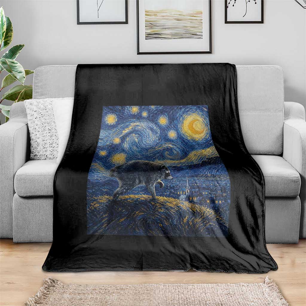 Jimothy Seattle Raccoon Starry Night Parody Graphic Throw Blanket Trash Panda Feral Legend Supporter