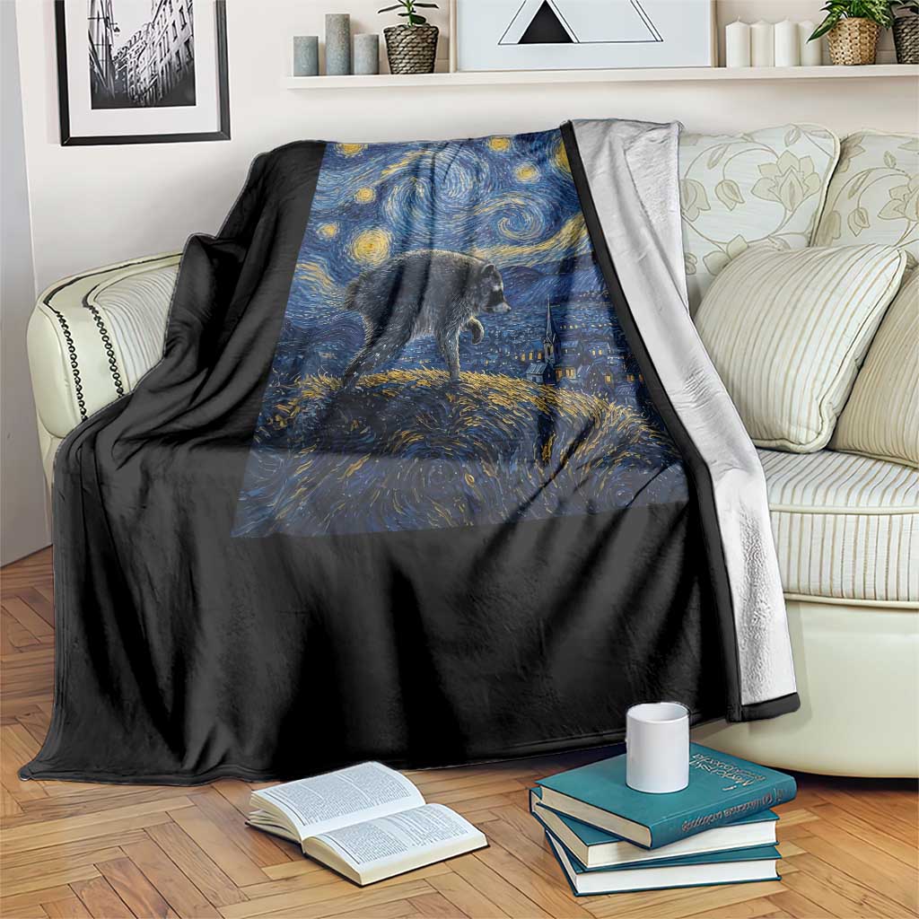 Jimothy Seattle Raccoon Starry Night Parody Graphic Throw Blanket Trash Panda Feral Legend Supporter
