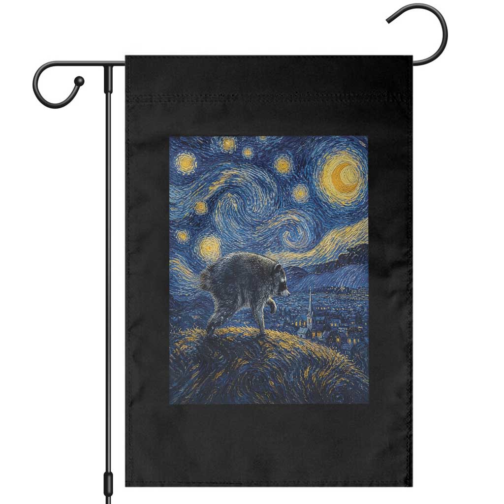 Jimothy Seattle Raccoon Starry Night Parody Graphic Garden Flag Trash Panda Feral Legend Supporter