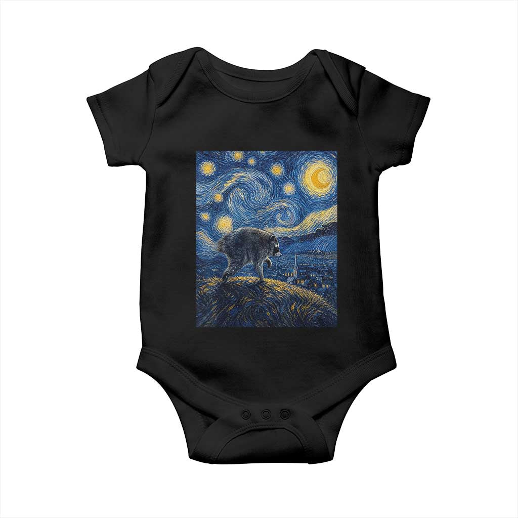 Jimothy Seattle Raccoon Starry Night Parody Graphic Baby Onesie Trash Panda Feral Legend Supporter