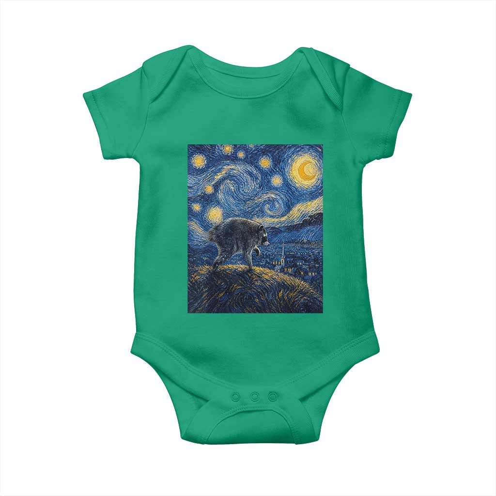 Jimothy Seattle Raccoon Starry Night Parody Graphic Baby Onesie Trash Panda Feral Legend Supporter