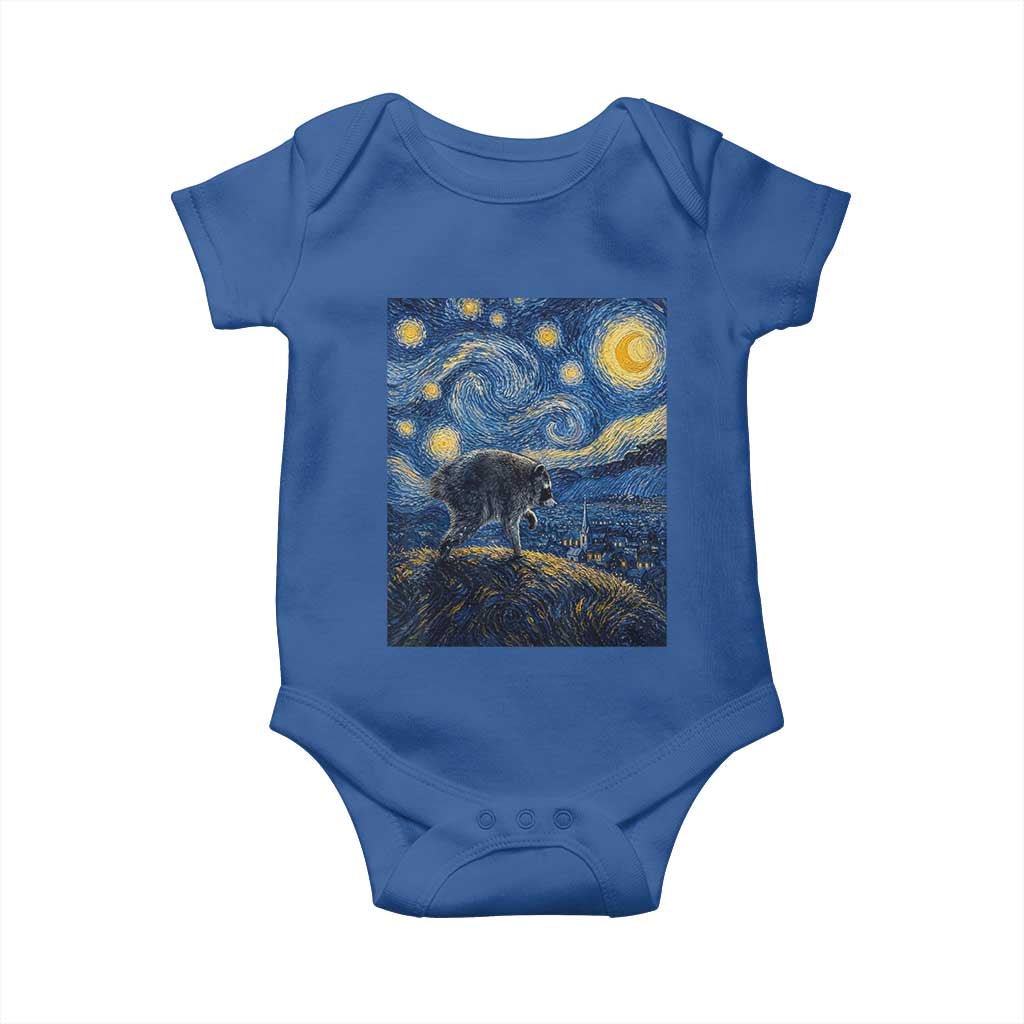Jimothy Seattle Raccoon Starry Night Parody Graphic Baby Onesie Trash Panda Feral Legend Supporter