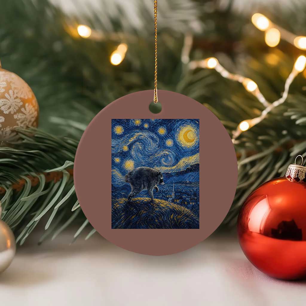 Jimothy Seattle Raccoon Starry Night Parody Graphic Ceramic Ornament Trash Panda Feral Legend Supporter