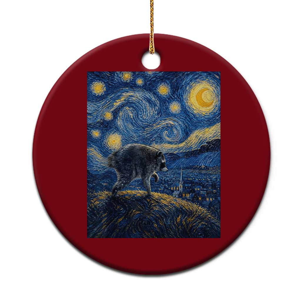 Jimothy Seattle Raccoon Starry Night Parody Graphic Ceramic Ornament Trash Panda Feral Legend Supporter