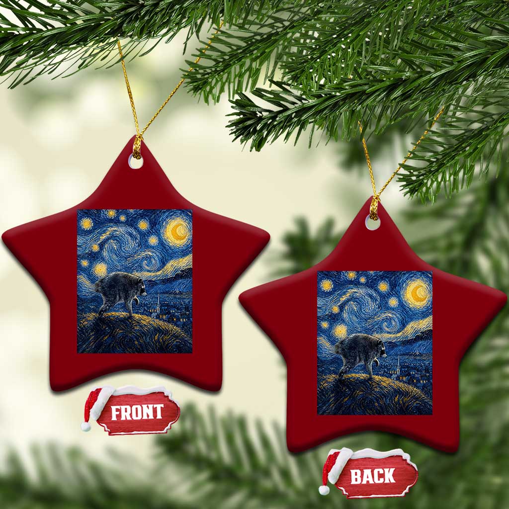 Jimothy Seattle Raccoon Starry Night Parody Graphic Ceramic Ornament Trash Panda Feral Legend Supporter
