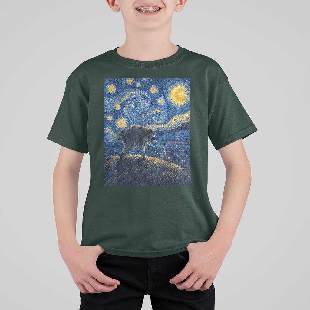 Jimothy Seattle Raccoon Starry Night Parody Graphic T Shirt For Kid Trash Panda Feral Legend Supporter