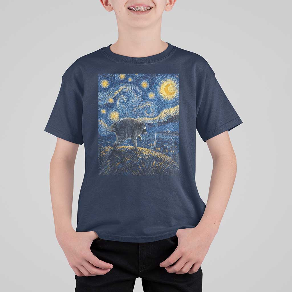 Jimothy Seattle Raccoon Starry Night Parody Graphic T Shirt For Kid Trash Panda Feral Legend Supporter