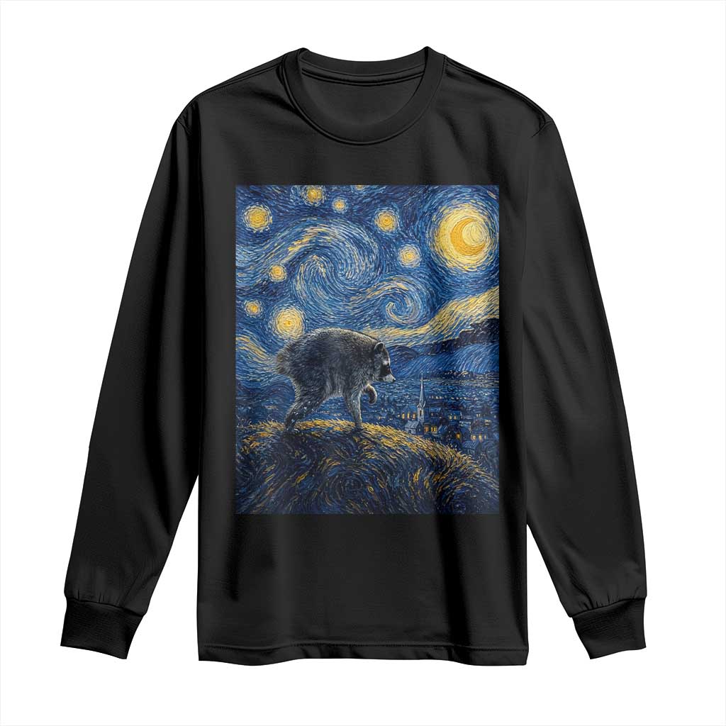 Jimothy Seattle Raccoon Starry Night Parody Graphic Long Sleeve Shirt Trash Panda Feral Legend Supporter