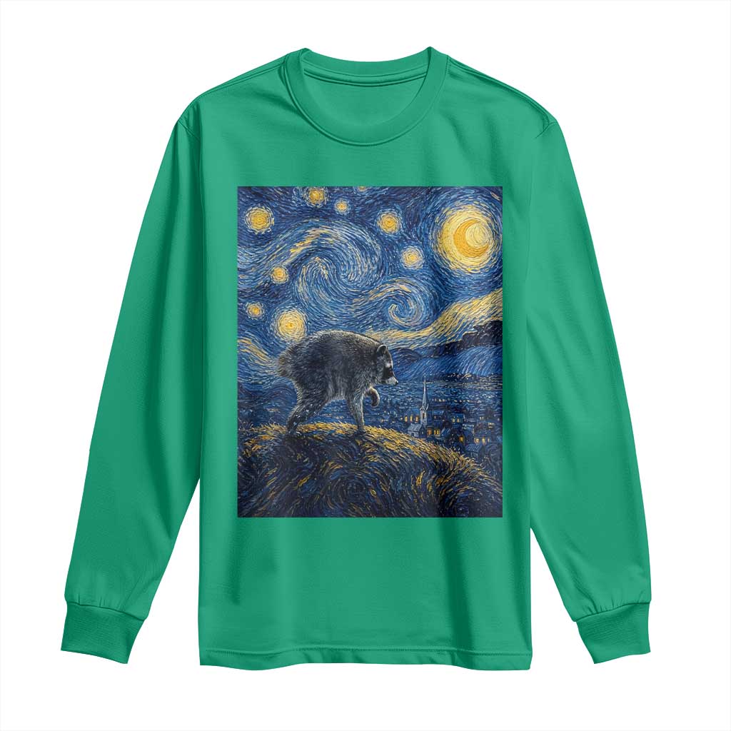 Jimothy Seattle Raccoon Starry Night Parody Graphic Long Sleeve Shirt Trash Panda Feral Legend Supporter