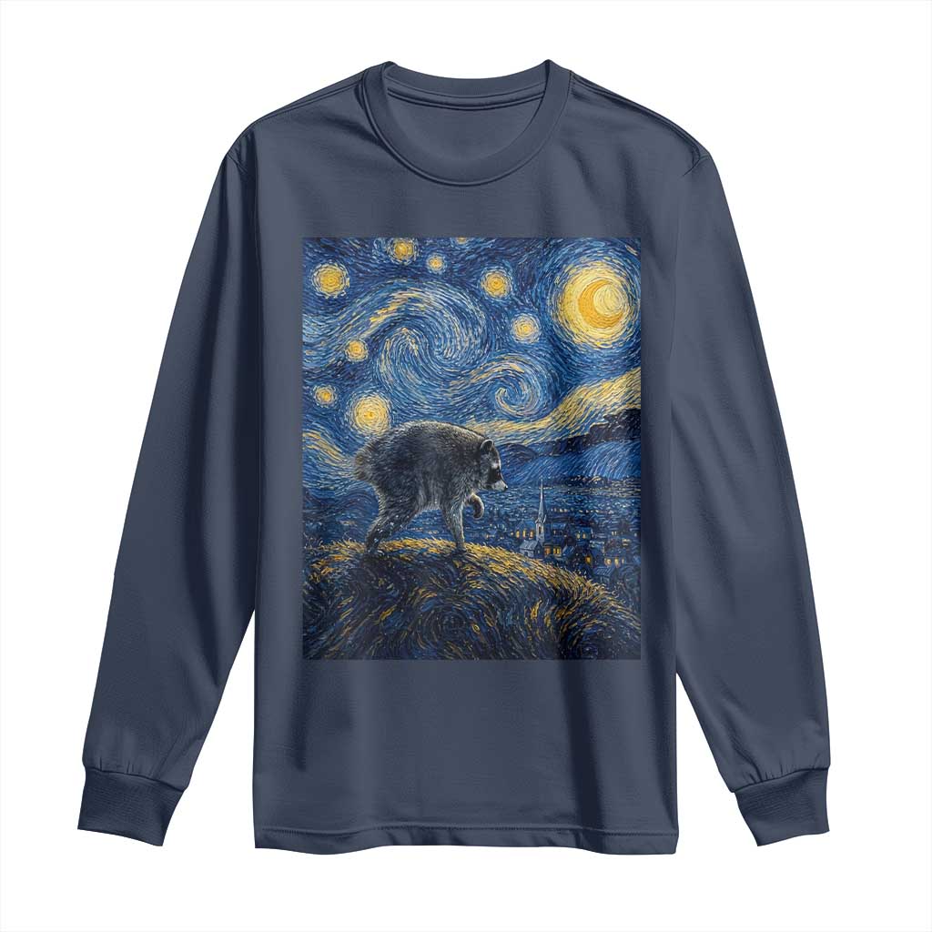Jimothy Seattle Raccoon Starry Night Parody Graphic Long Sleeve Shirt Trash Panda Feral Legend Supporter