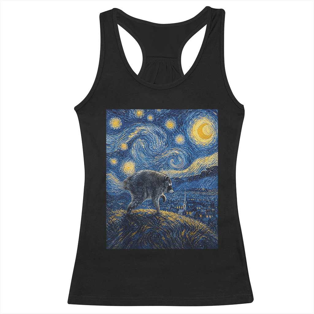 Jimothy Seattle Raccoon Starry Night Parody Graphic Racerback Tank Top Trash Panda Feral Legend Supporter