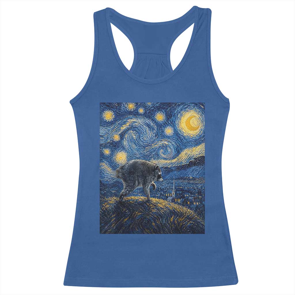 Jimothy Seattle Raccoon Starry Night Parody Graphic Racerback Tank Top Trash Panda Feral Legend Supporter