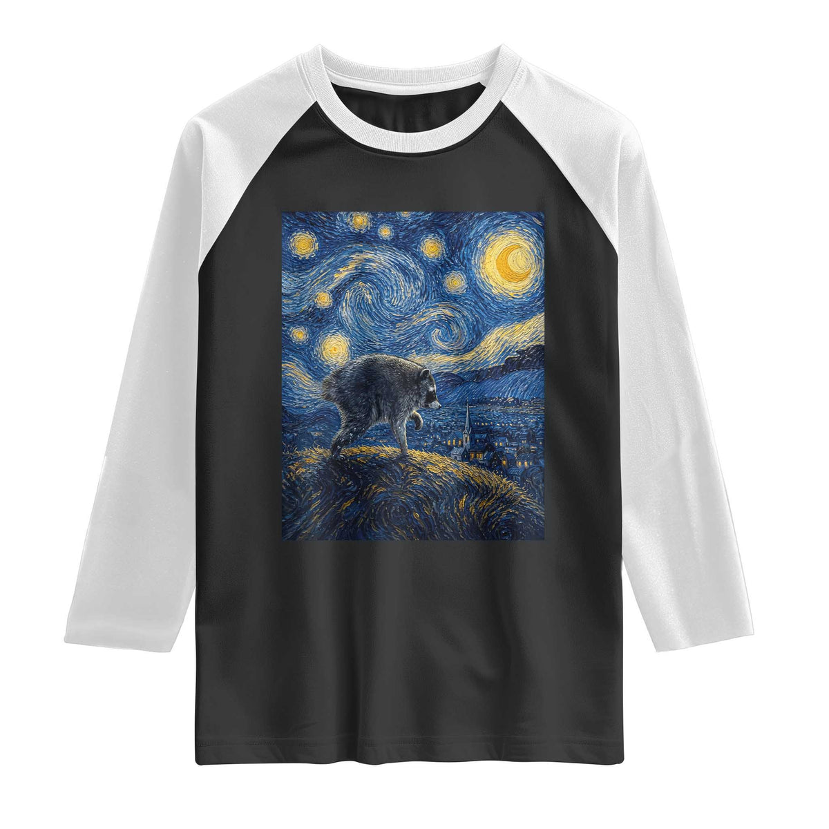Jimothy Seattle Raccoon Starry Night Parody Graphic Raglan Shirt Trash Panda Feral Legend Supporter