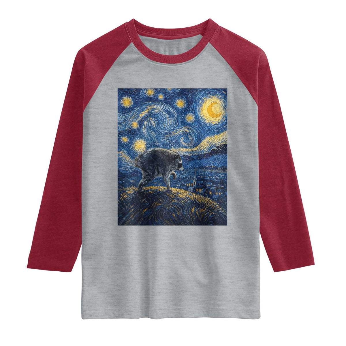 Jimothy Seattle Raccoon Starry Night Parody Graphic Raglan Shirt Trash Panda Feral Legend Supporter