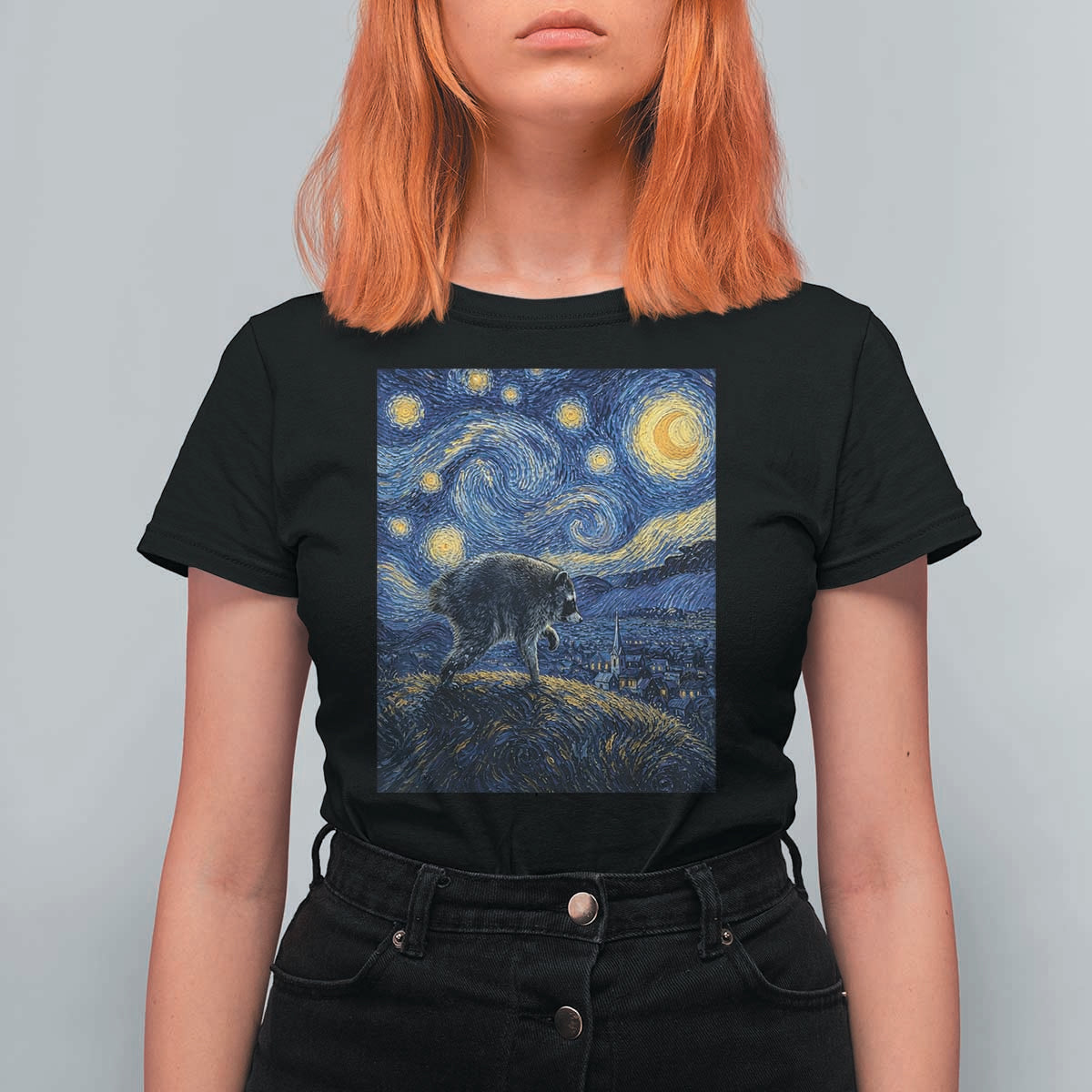 Jimothy Seattle Raccoon Starry Night Parody Graphic T Shirt For Women Trash Panda Feral Legend Supporter