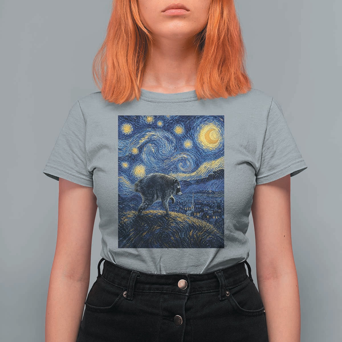 Jimothy Seattle Raccoon Starry Night Parody Graphic T Shirt For Women Trash Panda Feral Legend Supporter