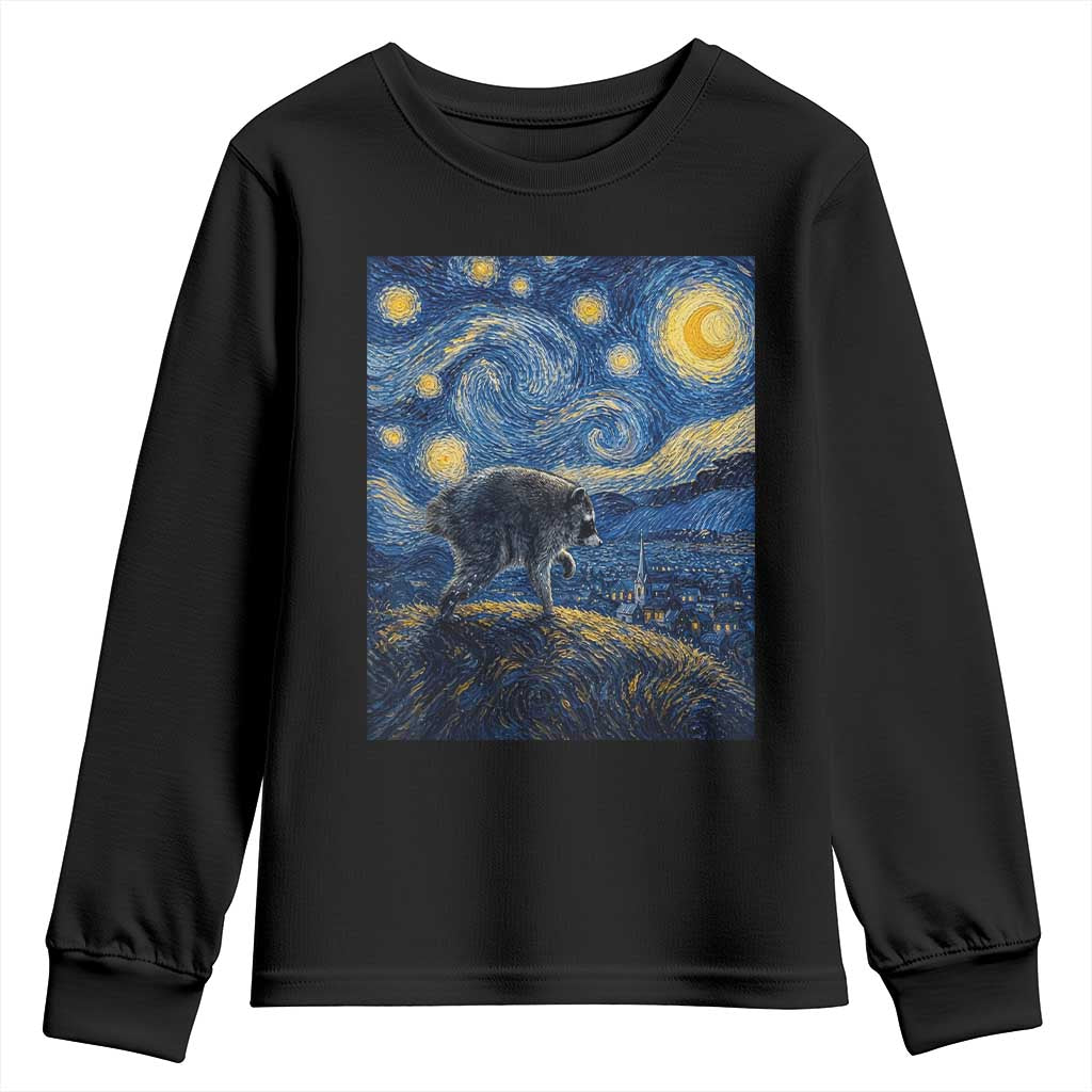Jimothy Seattle Raccoon Starry Night Parody Graphic Youth Sweatshirt Trash Panda Feral Legend Supporter