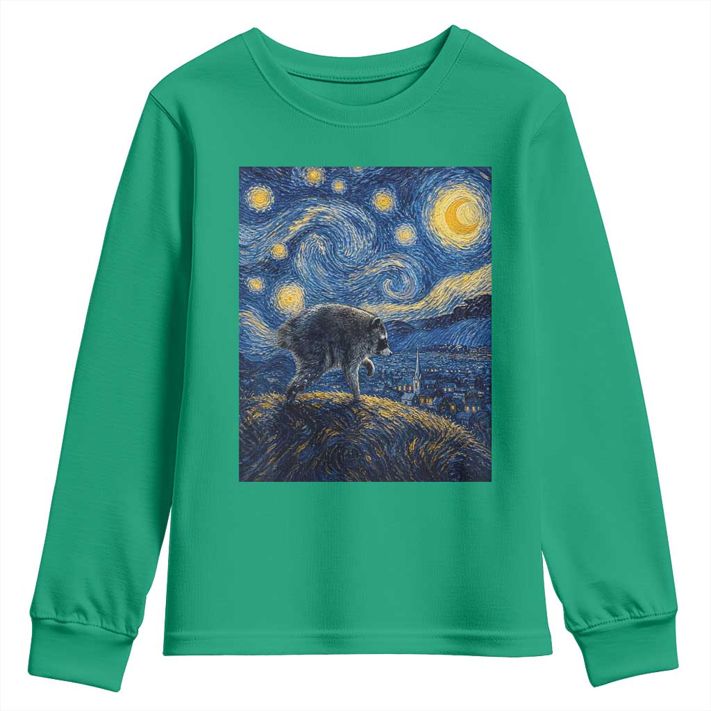 Jimothy Seattle Raccoon Starry Night Parody Graphic Youth Sweatshirt Trash Panda Feral Legend Supporter