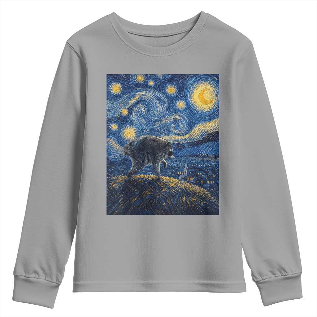 Jimothy Seattle Raccoon Starry Night Parody Graphic Youth Sweatshirt Trash Panda Feral Legend Supporter