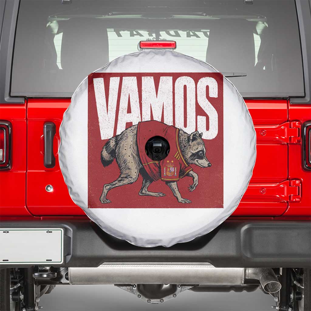 Funny Jimothy Vamos Spain Soccer Fans Parody Spare Tire Cover Seattle Raccoon Espana Champs Victory Celebration