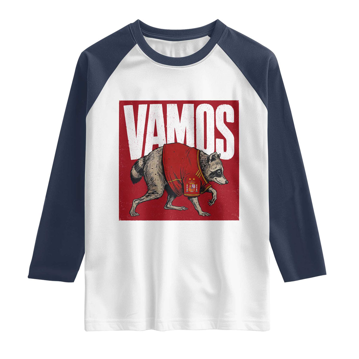 Funny Jimothy Vamos Spain Soccer Fans Parody Raglan Shirt Seattle Raccoon Espana Champs Victory Celebration