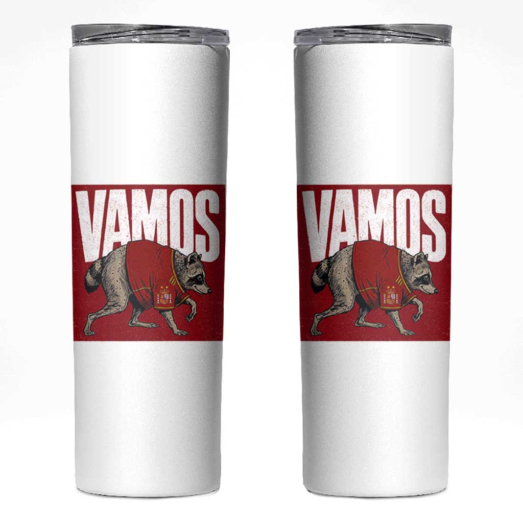 Funny Jimothy Vamos Spain Soccer Fans Parody Skinny Tumbler Seattle Raccoon Espana Champs Victory Celebration