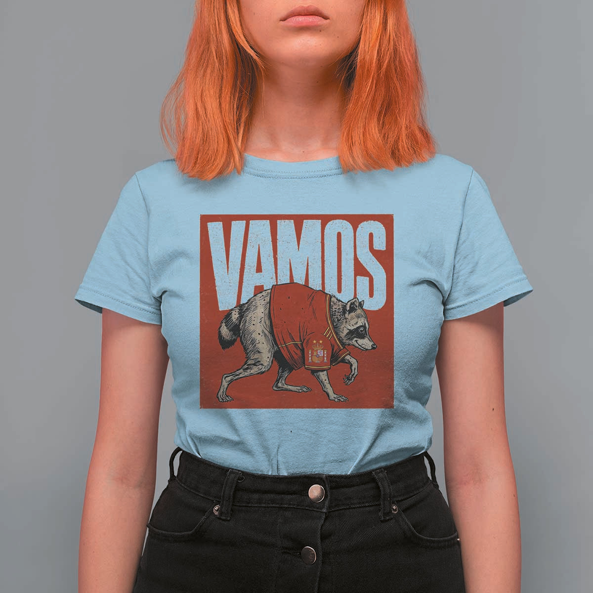 Funny Jimothy Vamos Spain Soccer Fans Parody T Shirt For Women Seattle Raccoon Espana Champs Victory Celebration