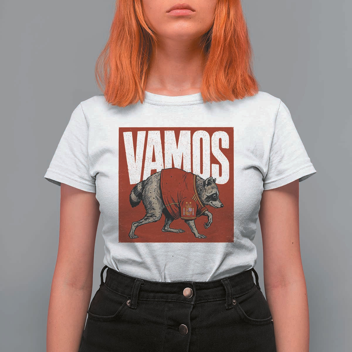 Funny Jimothy Vamos Spain Soccer Fans Parody T Shirt For Women Seattle Raccoon Espana Champs Victory Celebration