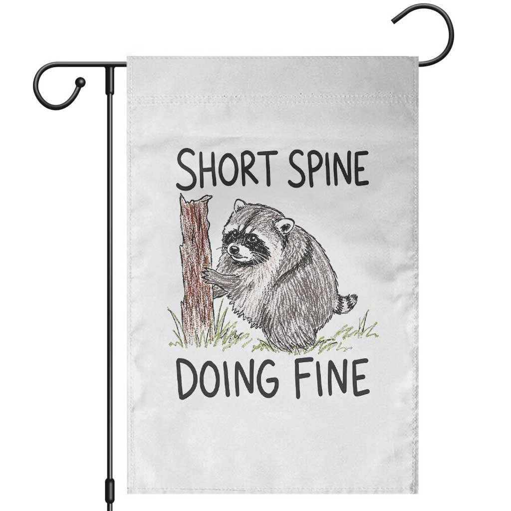 Jimothy Short Spine Doing Fine Inspirational Garden Flag Viral Seattle Raccoon Crayon Drawing Graphic
